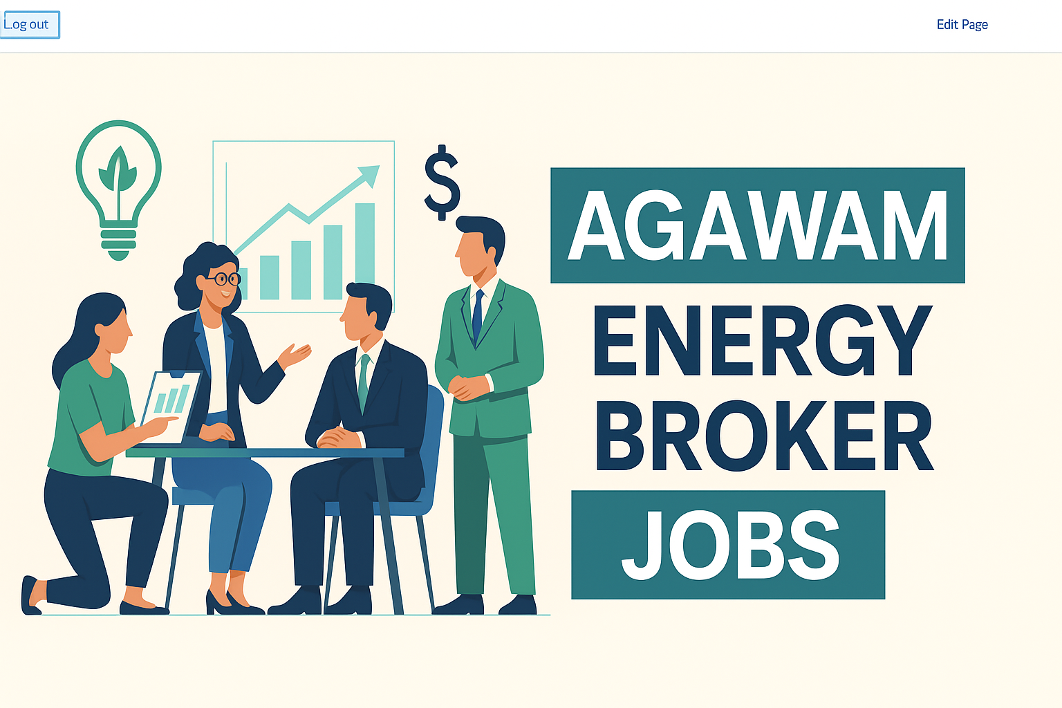 Illustration of Agawam energy brokers and consultants collaborating with charts and energy symbols to help businesses lower electricity and natural gas bills.