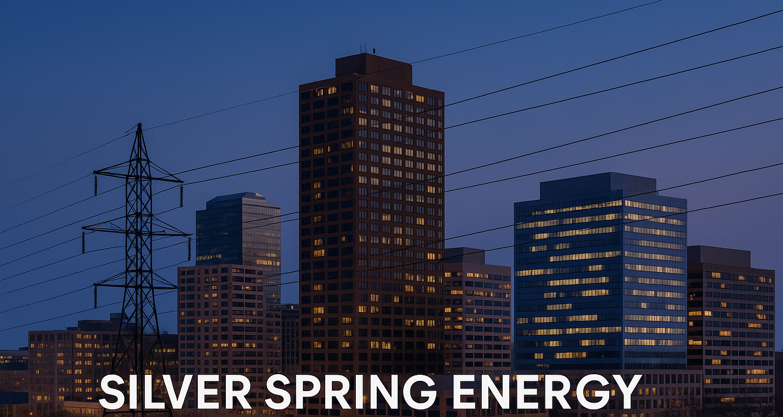 Waldorf energy brokers and consultants skyline with power lines for commercial electricity and natural gas supply